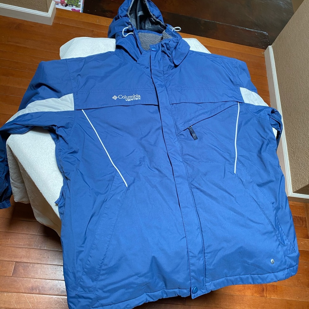 Blue Columbia raincoat w/ detachable hood
